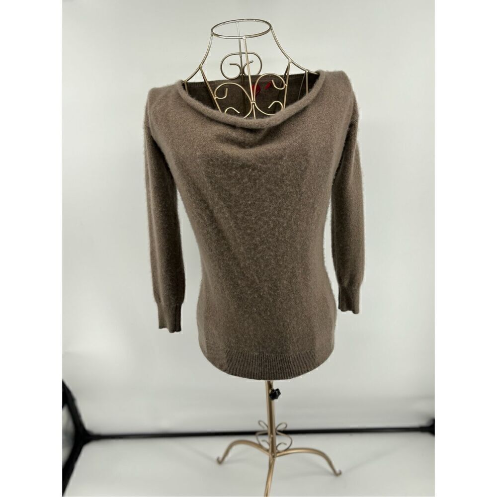 Saks Fifth Avenue Cashmere Sweater XS Taupe Metallic Lightweight Knit